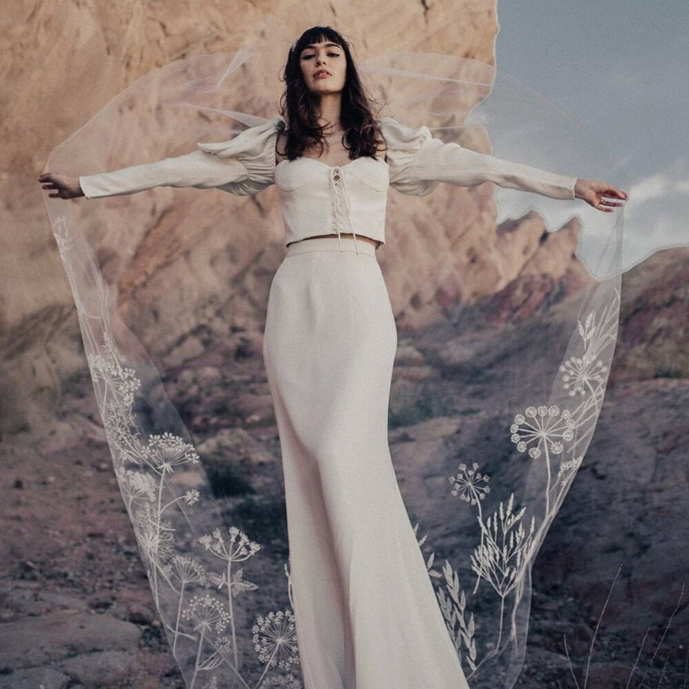 72" Off-White Floral Embroidery Wedding Veil by Ofrenda *BRAND NEW*